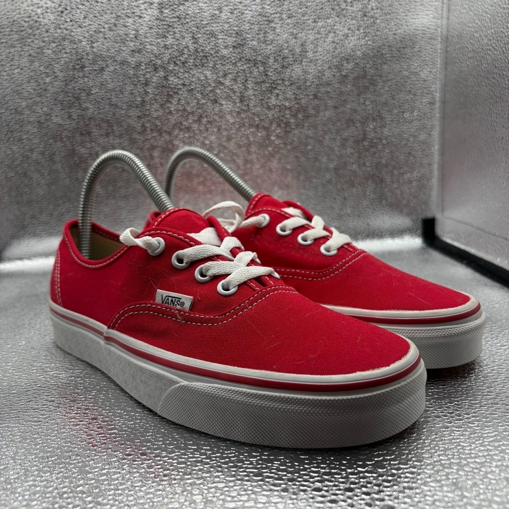 Size M6/W 7.5 VANS Authentic Red Unisex Lace Up Casual Athletic Sneaker 500714